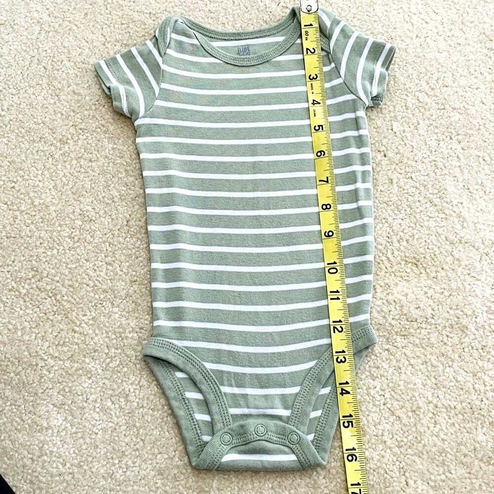 Carter's Just One You Baby Boy Onesie Size 6M Green White Striped Short Sleeve - Picture 5 of 6